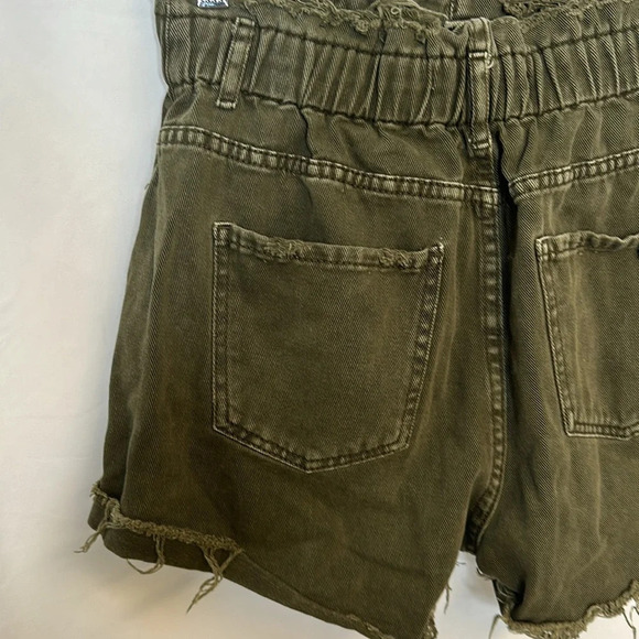 Zara vintage army green distressed denim stretch shorts size 6 - Picture 6 of 12